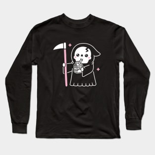 Cute Grim Reaper Healing With Milk Funny Long Sleeve T-Shirt